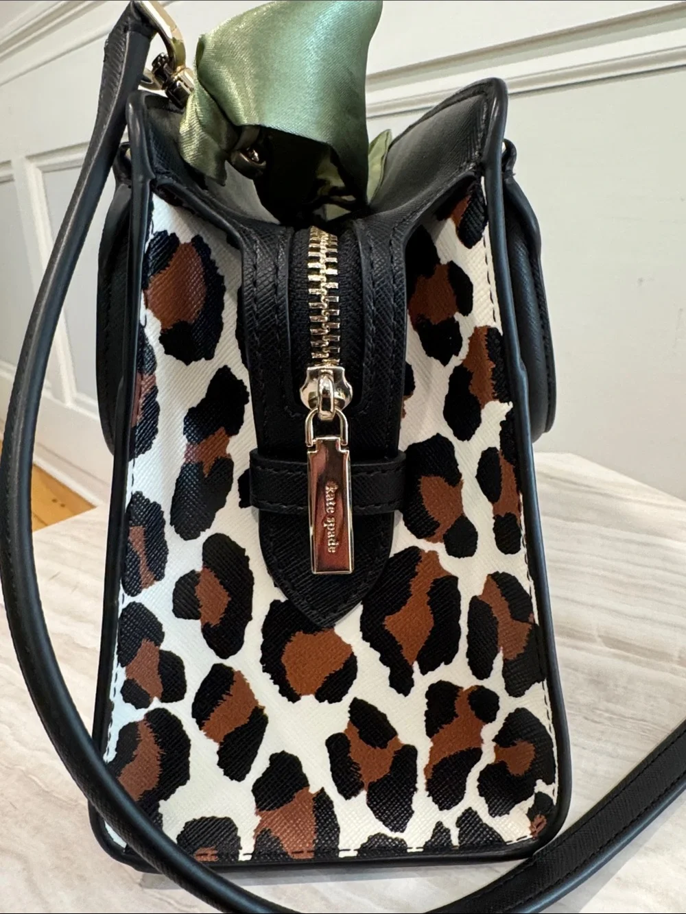 kate spade Bag Small Madison Spotted Animal Black & Brown Leopard Print Satchel